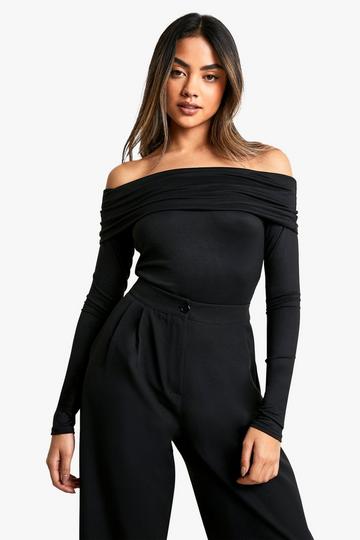 Peached Off shoulder Bodysuit true black