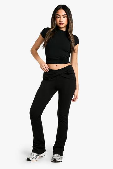 Double Layer Modal Jersey Twist Flare Trouser black