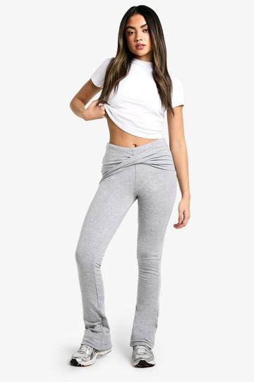 Gedraaide Jersey Modal Broek Met Dubbele Lagen En Wijde Pijpen grey marl