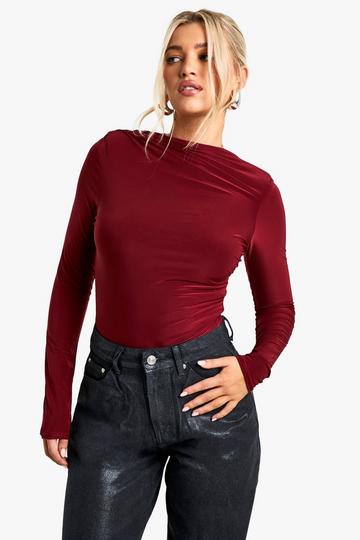 Shoulder Pad Slinky bodysuit wine