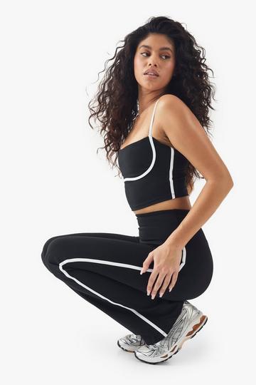 Premium Sculpt Piping Detail High Waist Flared Yoga Legging black