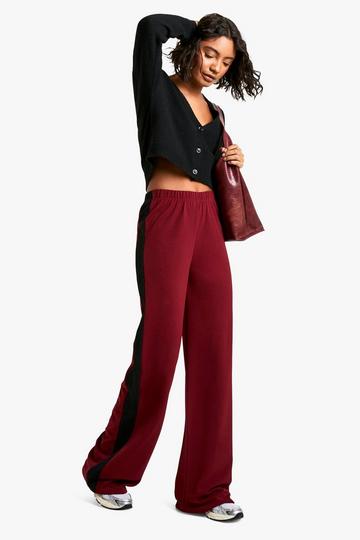 Tall Contrasterend Gestreepte Wide Leg Broek burgundy