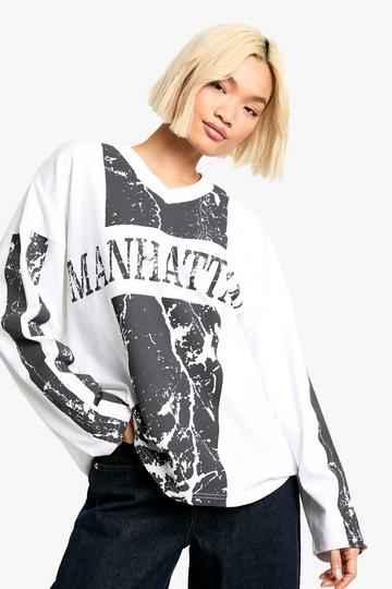 Manhattan Oversized v neck top white