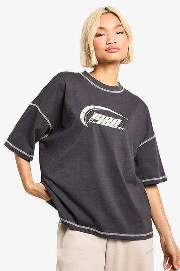 1980 Contrast stitch oversized t-shirt charcoal