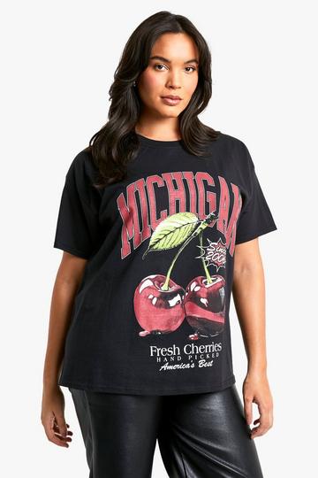 PLUS MICHIGAN CHERRY OVERSIZED T-SHIRT black