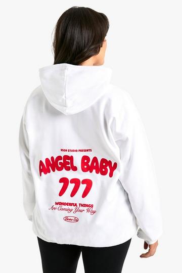 PLUS ANGEL BABY OVERSIZED HOODIE white