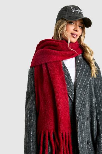 Oversized Dikke Gebreide Gerafelde Sjaal red