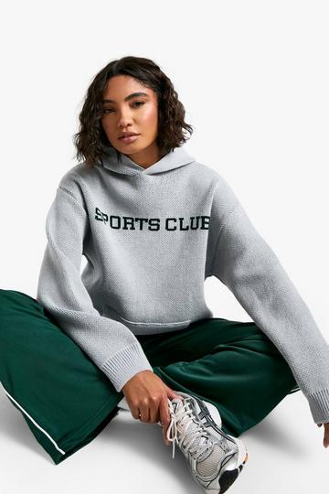 Tall Gebreide Sports Club Hoodie grey