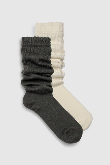 2 Pack Knitted Slouchy Socks multi