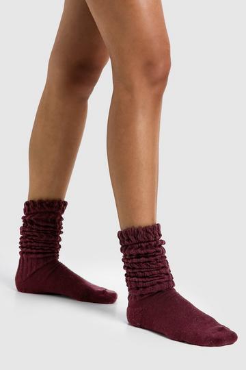 Knitted Slouchy Socks burgundy