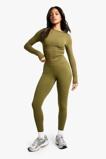 Sculpting Matte Slinky Waistband legging khaki