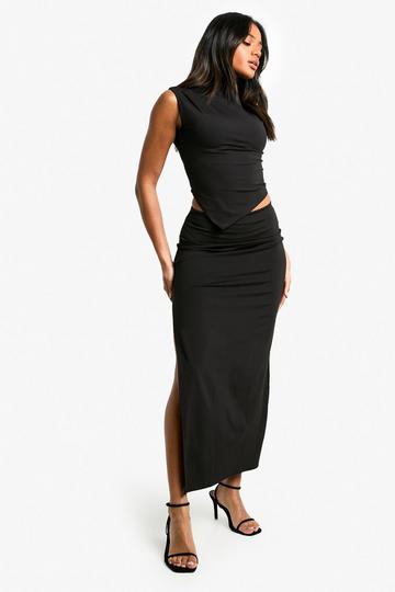 Sculpting Matte Slinky Side Split Skirt black