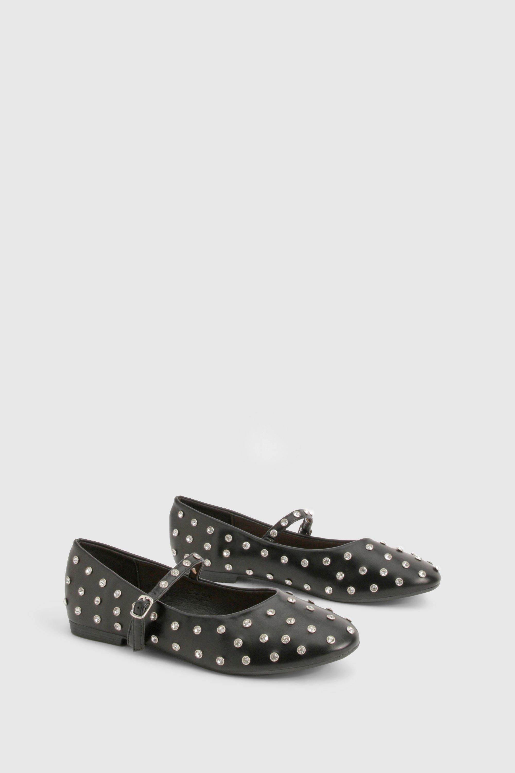 Black embellished flats outlet
