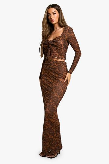 LEOPARD MESH MAXI SKIRT CO ORD leopard