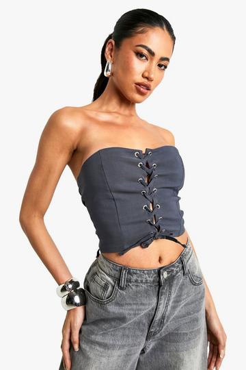 BENGALINE LACE UP FRONT CORSET grey