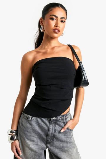 BENGALINE STRAPLESS ASYM HEM CORSET black