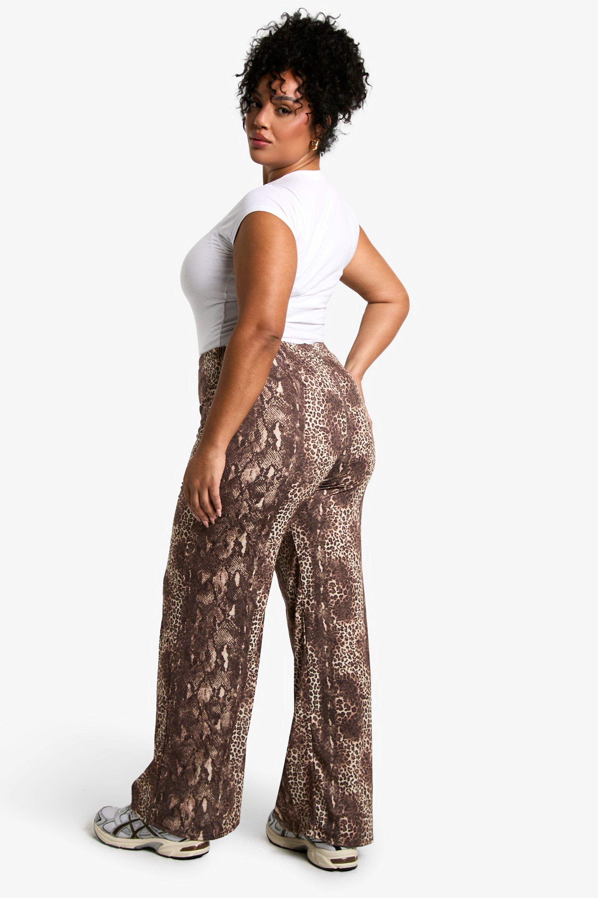 Plus Mixed Animal Print Wide Leg trousers