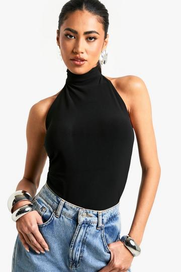 Halter Backless Slinky Top black