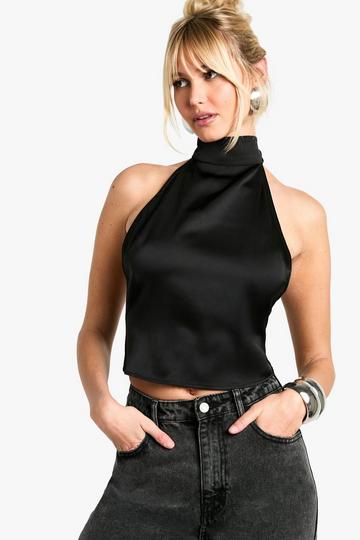 SATIN HALTERNECK CAMI black