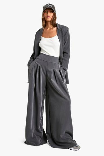 Extreem Geplooide Wide Leg Broek charcoal