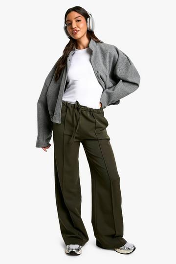 Geweven Mergel Broek Met Taille En Touwtjes khaki