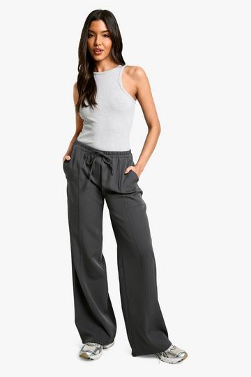 Elasticated Waist Wide Leg Woven Jogger grey