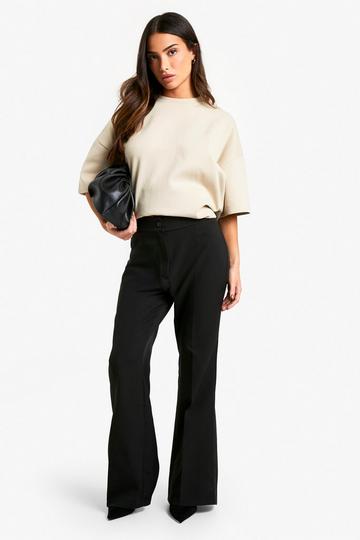 Petite Woven Tailored Seam Detail Flare Pants black