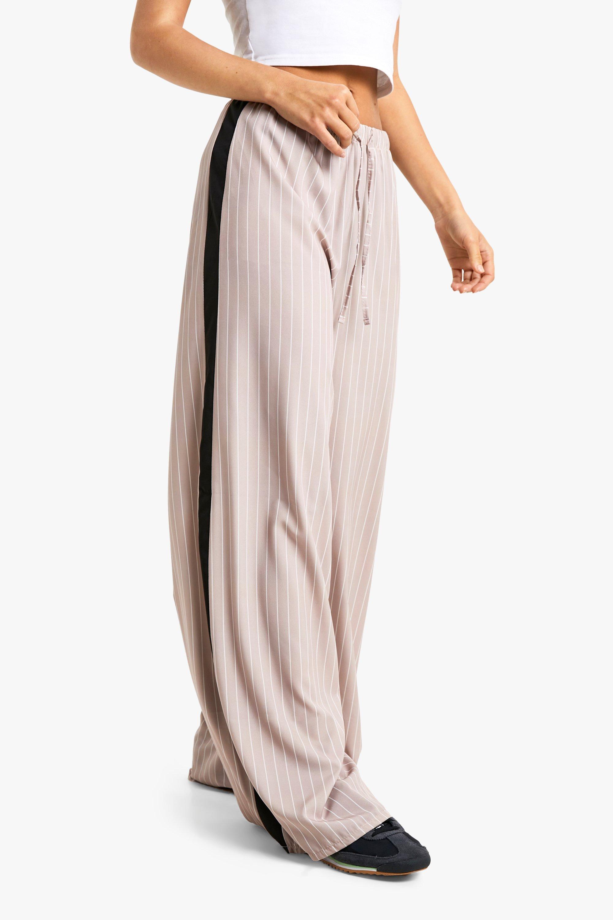 Pinstripe drawstring pants deals