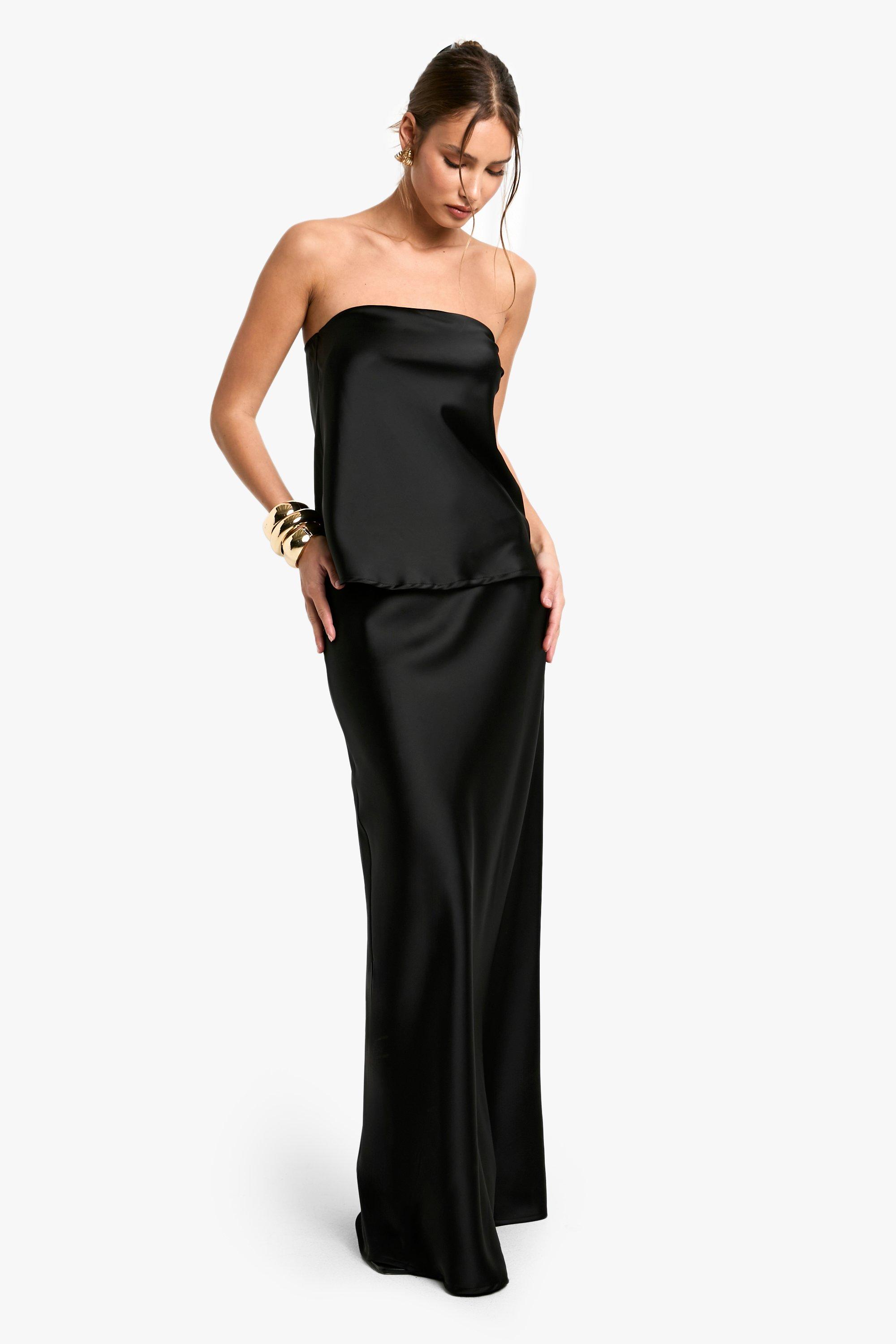 SATIN LONGLINE BANDEAU MAXI SKIRT SET boohoo IE