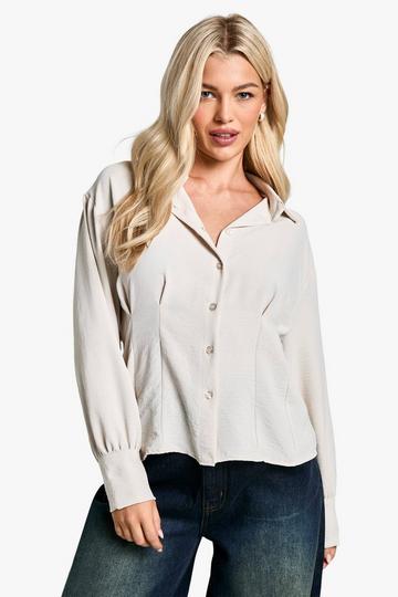 Cinched Waist Hammered Blouse ecru