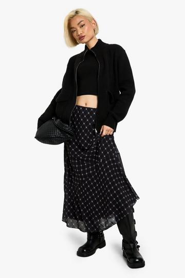 Asymmetrische Geruite Midaxi Rok black