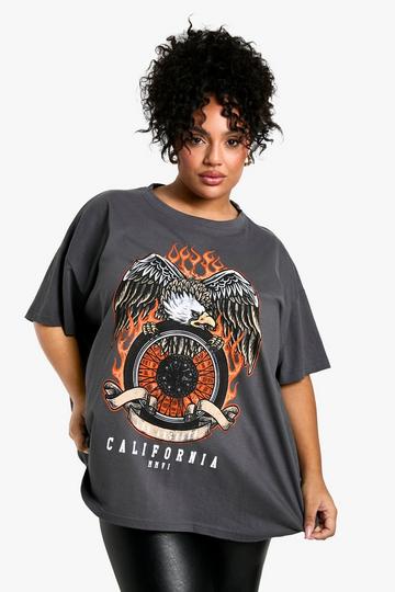 Plus Oversized Los Angeles Eagle T-Shirt charcoal