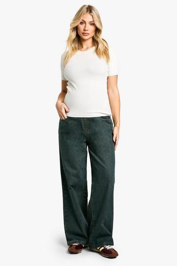 Maternity Over The Bump Wide Leg Jeans vintage wash