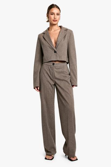 Herringbone Tailored Straight Leg Trouser brown