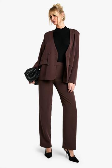 Tailored Straight Leg Pants chocolate