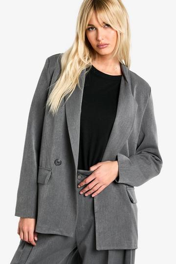 Marl Tailored Oversized Blazer charcoal