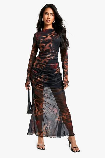 Leopard Mesh Maxi Dress brown