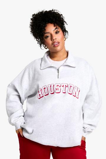 Grey Plus Houston Oversized Half Zip Sweatshirt