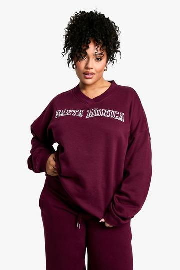 Burgundy Red Plus Santa Monica Oversized Sweatshirt