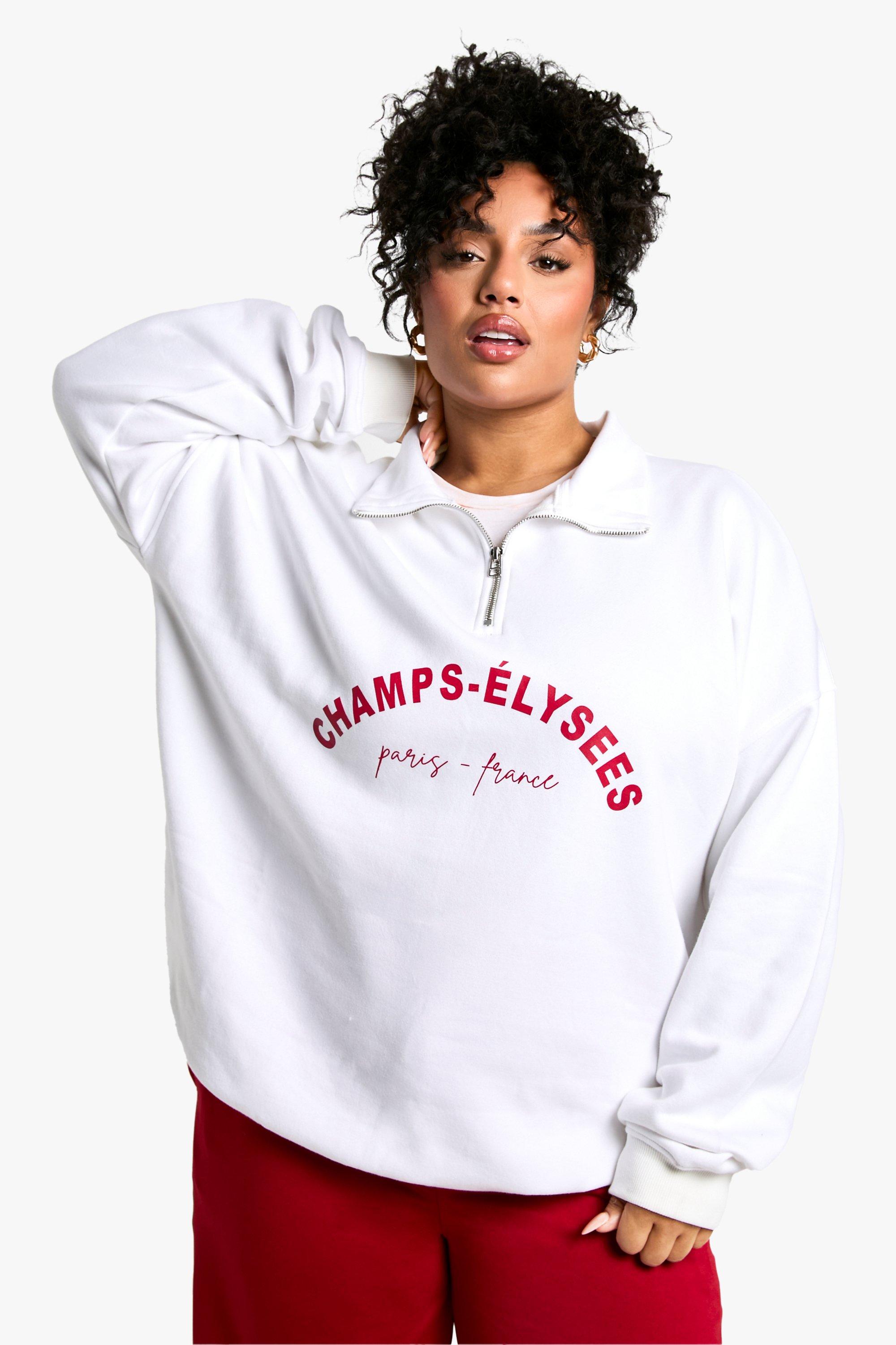 Plus Champ Elysees Half Zip Sweatshirt boohoo