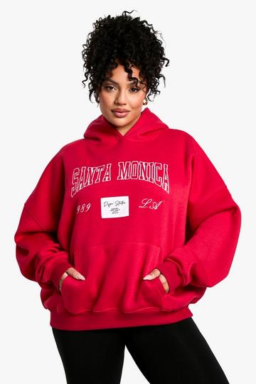 Plus Oversized Santa Monica Hoodie red