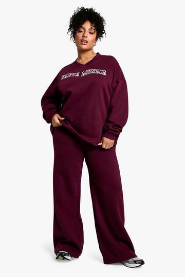 Plus Drawcord Straight Leg Jogger burgundy