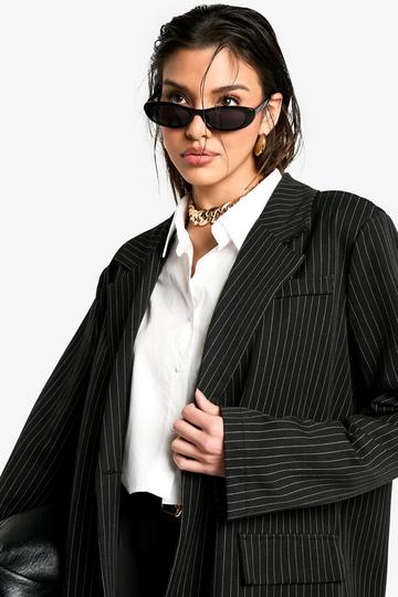 Black Oversized Tailored Pinstripe Blazer