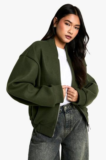 Wool Look Bomber Jacket olive