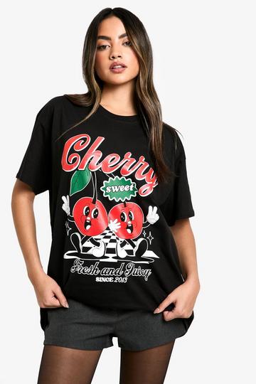 Oversized Cherry Sweet T-Shirt black