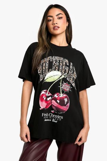 Leopard Michigan Cherry Oversized T-shirt black