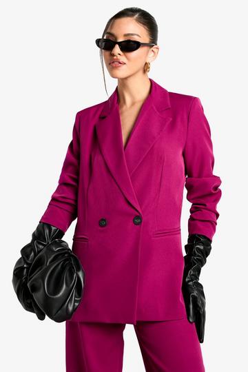 Tailored Double Breasted Blazer plum