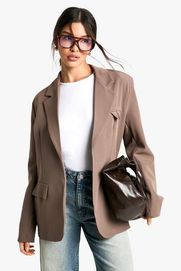 Oversized Pocket Detail Tailored Blazer taupe