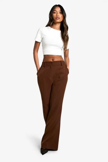 Woven Slim Fitted Flare Pants chocolate