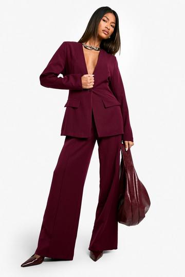 Tailored Wide Leg Pants plum